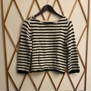 Marled Black and White Striped Sweater